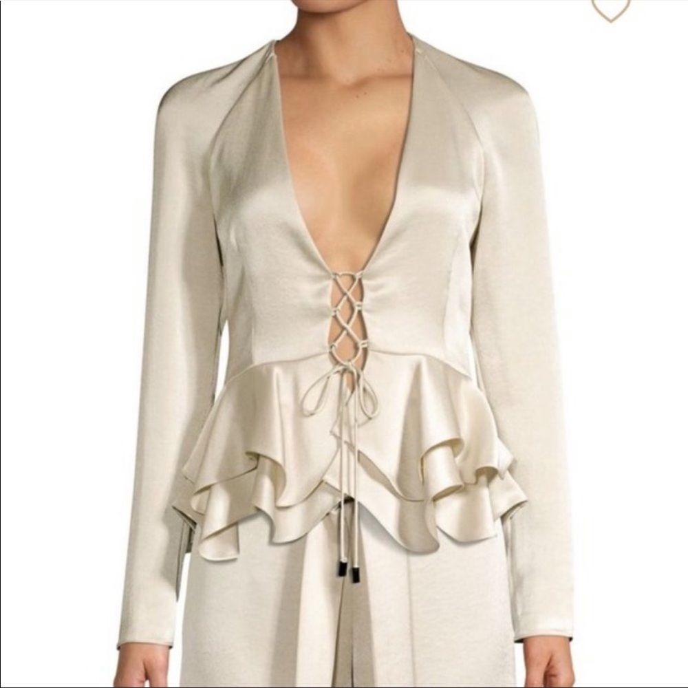 Alexis Reagan Deep V Peplum Tiered Blouse